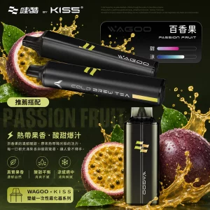 WAGOO KIS5 哇酷雙味 一次性電子煙｜6500 + 6500｜雙芯雙倉｜口味-百香果